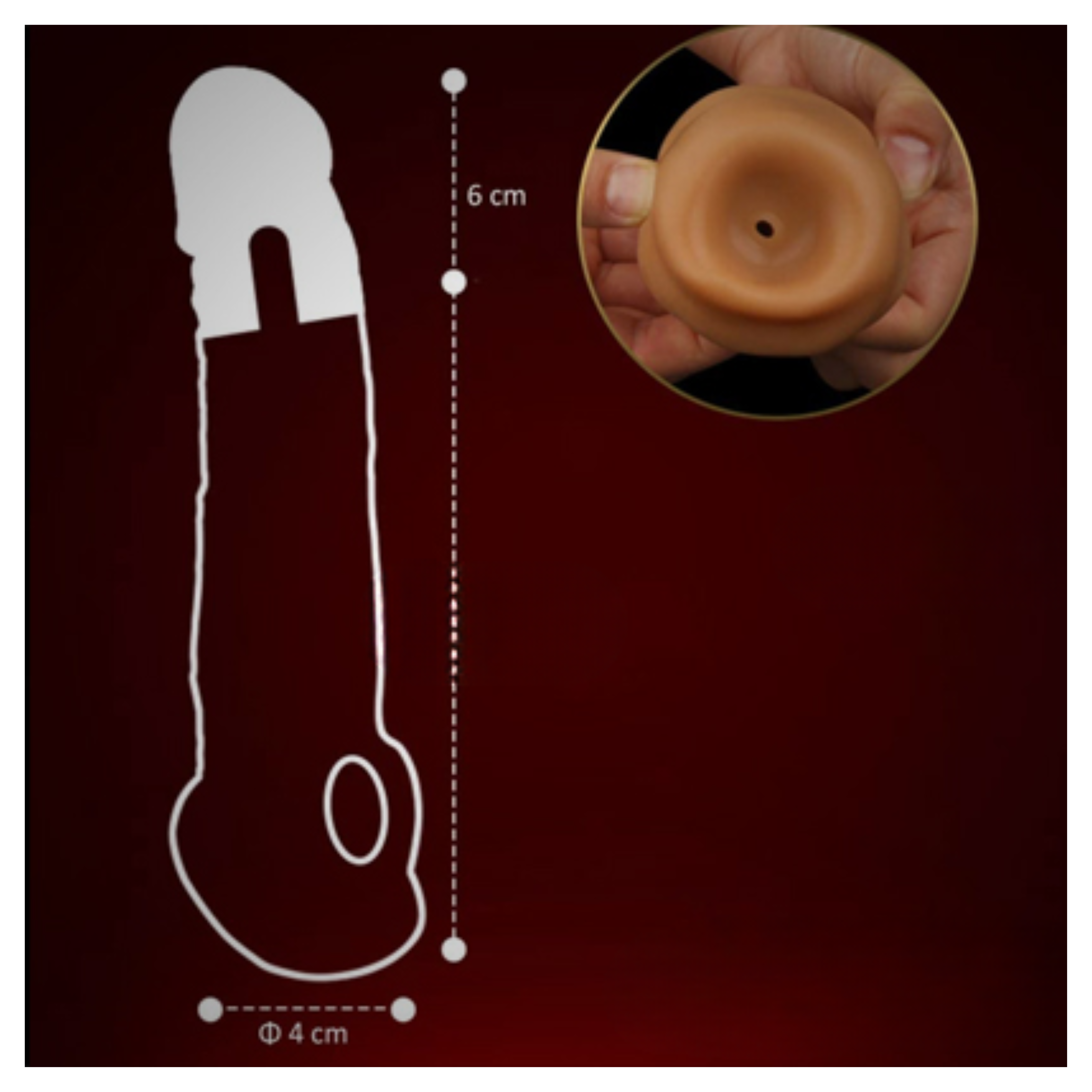Double Hole Jumbo Penis Sleeve Brown - Image 5