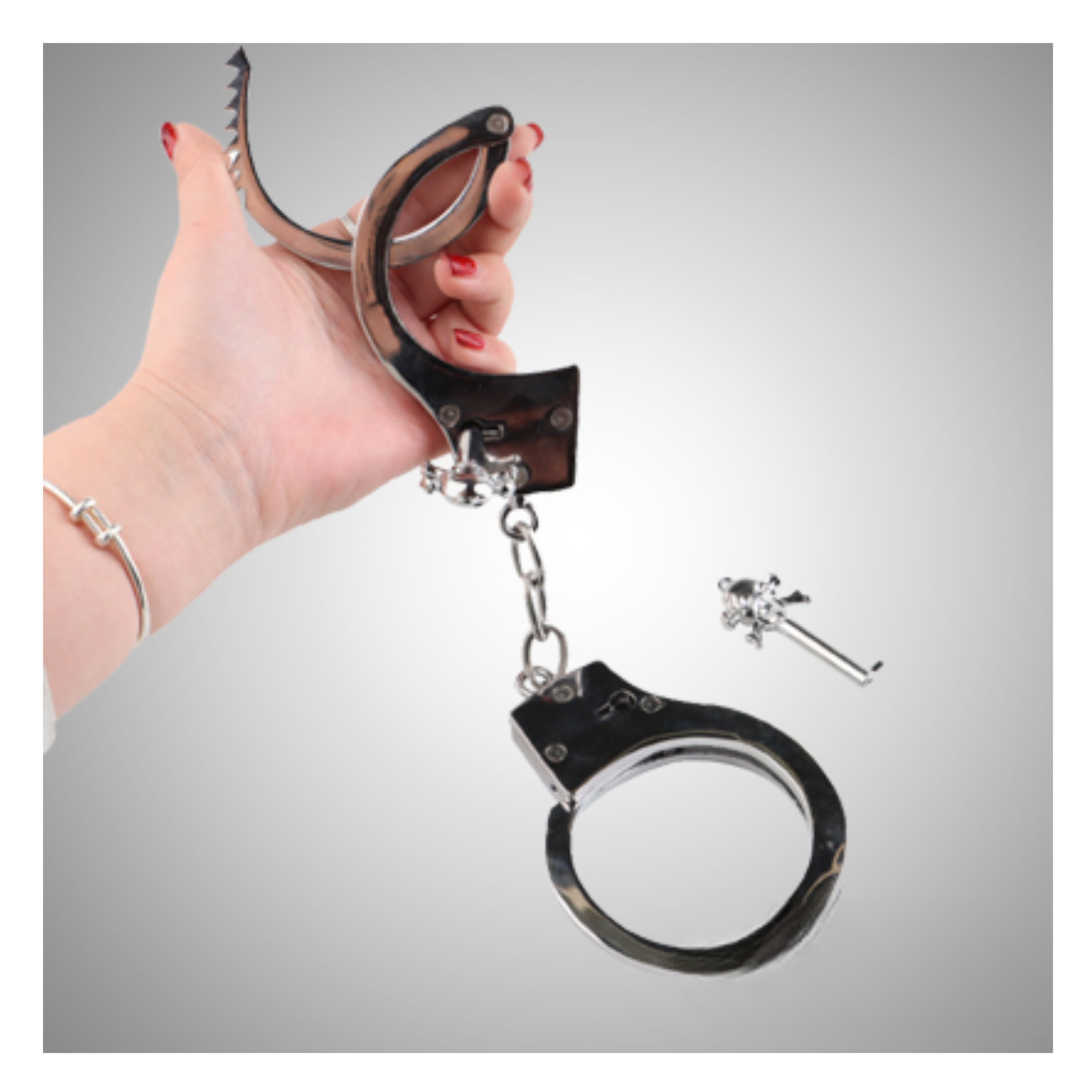 BDSM Metal Handcuffs - Silver - Image 2