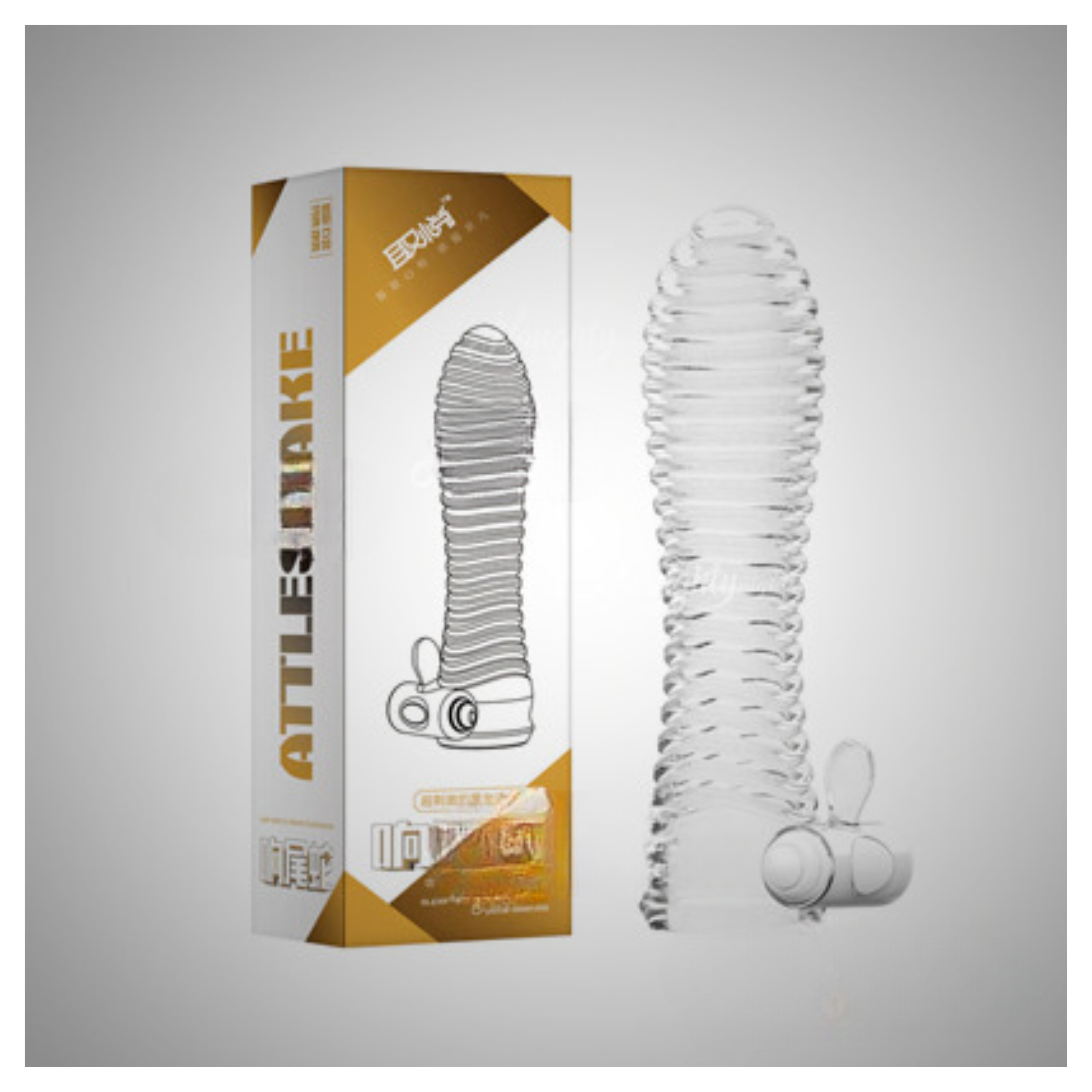 Multi layer Crystal Penis Sleeve With Vibrating Bullet