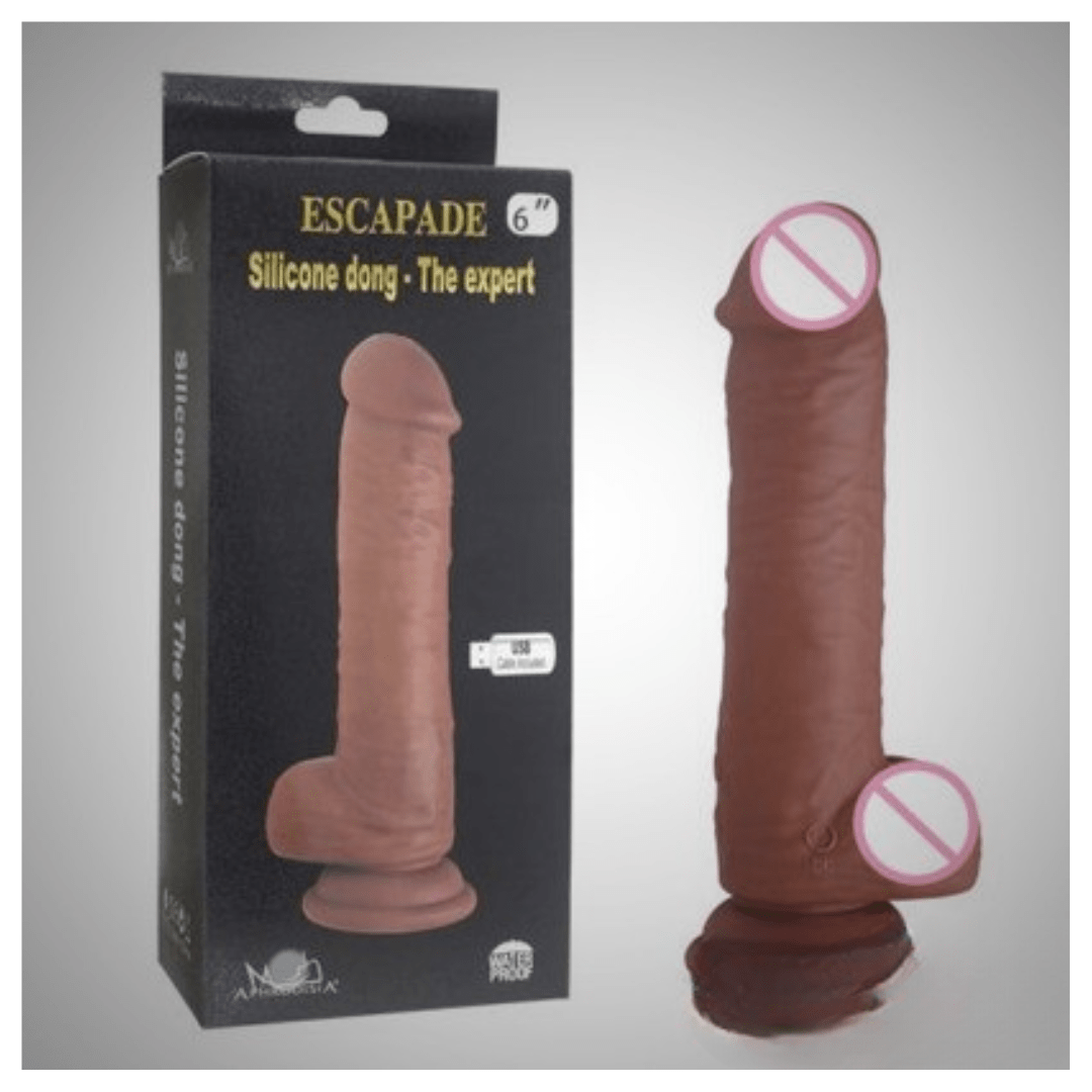 USB Rechargeable + Rotation Women Brown Dildos